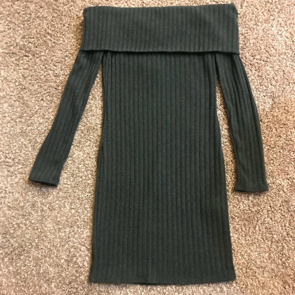 Green off the shoulder dress